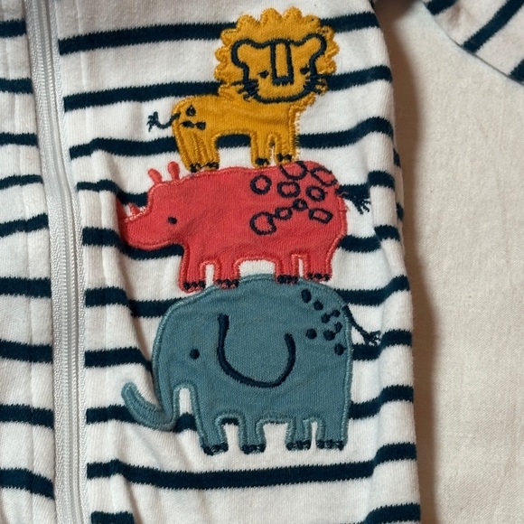 Koala Kids - Blue and White Striped Footie Sleeper with Animal Design - Picture 4 of 4